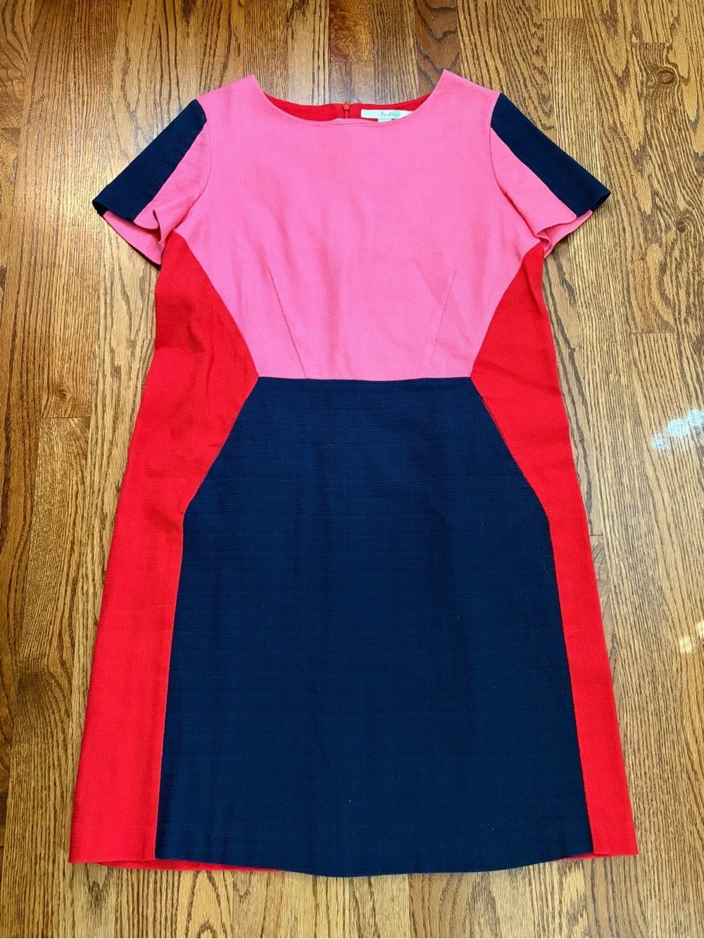 Boden Pippa Colorblock Shift Dress Pink Red Navy Pockets US 10L